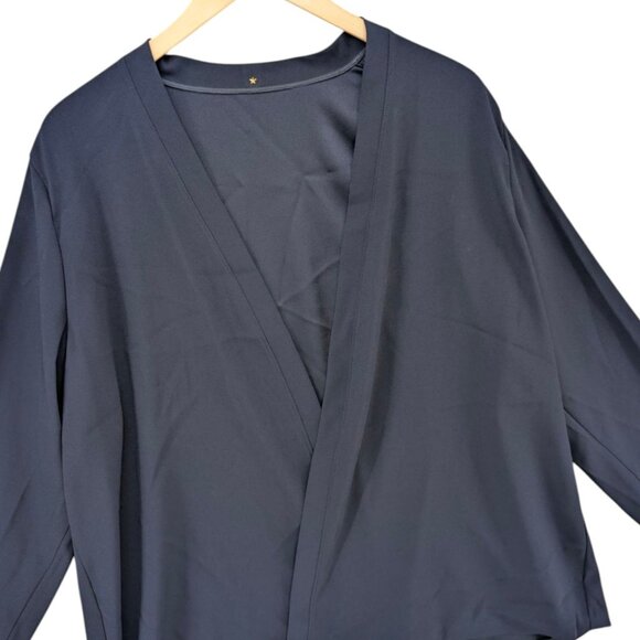RTW Charleston Open Front Blouse Womens Navy Blue Long Sleeve Flowy Size XXL - Picture 4 of 8